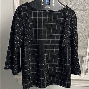 Lord & Taylor Black Grid Women's Blouse